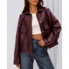 imageBTFBM Leather Jacket Women Fall Clothes 2025 Long Sleeve Button Down Winter Coats Oversized Motorcycle OutwearBurgundy