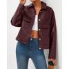 imageBTFBM Leather Jacket Women Fall Clothes 2025 Long Sleeve Button Down Winter Coats Oversized Motorcycle OutwearBurgundy