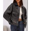 imageBTFBM Leather Jacket Women Fall Clothes 2025 Long Sleeve Button Down Winter Coats Oversized Motorcycle OutwearGrey
