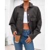 imageBTFBM Leather Jacket Women Fall Clothes 2025 Long Sleeve Button Down Winter Coats Oversized Motorcycle OutwearGrey