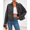 imageBTFBM Leather Jacket Women Fall Clothes 2025 Long Sleeve Button Down Winter Coats Oversized Motorcycle OutwearGrey
