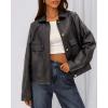 imageBTFBM Leather Jacket Women Fall Clothes 2025 Long Sleeve Button Down Winter Coats Oversized Motorcycle OutwearGrey