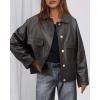 imageBTFBM Leather Jacket Women Fall Clothes 2025 Long Sleeve Button Down Winter Coats Oversized Motorcycle OutwearGrey