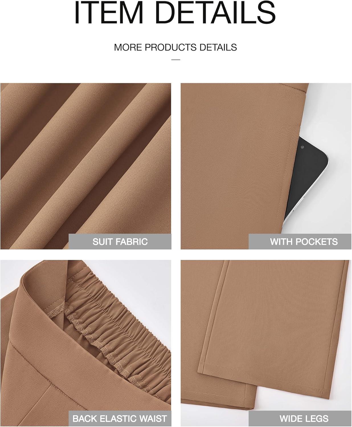 imageBTFBM Women High Waisted Wide Leg Pants Fall 2025 Business Casual Work Dress Pants Loose Office Palazzo Trousers PocketsKhaki