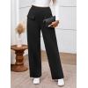 imageBTFBM Womens Pants 2025 Fall Elastic High Waisted Trousers Stretchy Comfy Lounge Palazzo Pant Wide Leg SweatpantsBlack