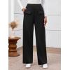 imageBTFBM Womens Pants 2025 Fall Elastic High Waisted Trousers Stretchy Comfy Lounge Palazzo Pant Wide Leg SweatpantsBlack