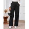 imageBTFBM Womens Pants 2025 Fall Elastic High Waisted Trousers Stretchy Comfy Lounge Palazzo Pant Wide Leg SweatpantsBlack