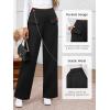 imageBTFBM Womens Pants 2025 Fall Elastic High Waisted Trousers Stretchy Comfy Lounge Palazzo Pant Wide Leg SweatpantsBlack