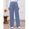 imageBTFBM Womens Pants 2025 Fall Elastic High Waisted Trousers Stretchy Comfy Lounge Palazzo Pant Wide Leg SweatpantsBlue
