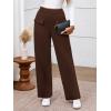 imageBTFBM Womens Pants 2025 Fall Elastic High Waisted Trousers Stretchy Comfy Lounge Palazzo Pant Wide Leg SweatpantsBrown