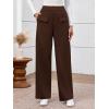 imageBTFBM Womens Pants 2025 Fall Elastic High Waisted Trousers Stretchy Comfy Lounge Palazzo Pant Wide Leg SweatpantsBrown