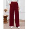 imageBTFBM Womens Pants 2025 Fall Elastic High Waisted Trousers Stretchy Comfy Lounge Palazzo Pant Wide Leg SweatpantsBurgundy