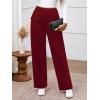 imageBTFBM Womens Pants 2025 Fall Elastic High Waisted Trousers Stretchy Comfy Lounge Palazzo Pant Wide Leg SweatpantsBurgundy