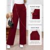 imageBTFBM Womens Pants 2025 Fall Elastic High Waisted Trousers Stretchy Comfy Lounge Palazzo Pant Wide Leg SweatpantsBurgundy