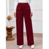 imageBTFBM Womens Pants 2025 Fall Elastic High Waisted Trousers Stretchy Comfy Lounge Palazzo Pant Wide Leg SweatpantsBurgundy