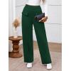 imageBTFBM Womens Pants 2025 Fall Elastic High Waisted Trousers Stretchy Comfy Lounge Palazzo Pant Wide Leg SweatpantsDark Green