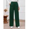imageBTFBM Womens Pants 2025 Fall Elastic High Waisted Trousers Stretchy Comfy Lounge Palazzo Pant Wide Leg SweatpantsDark Green