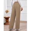 imageBTFBM Womens Pants 2025 Fall Elastic High Waisted Trousers Stretchy Comfy Lounge Palazzo Pant Wide Leg SweatpantsKhaki