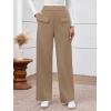 imageBTFBM Womens Pants 2025 Fall Elastic High Waisted Trousers Stretchy Comfy Lounge Palazzo Pant Wide Leg SweatpantsKhaki