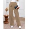 imageBTFBM Womens Pants 2025 Fall Elastic High Waisted Trousers Stretchy Comfy Lounge Palazzo Pant Wide Leg SweatpantsKhaki