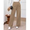 imageBTFBM Womens Pants 2025 Fall Elastic High Waisted Trousers Stretchy Comfy Lounge Palazzo Pant Wide Leg SweatpantsKhaki