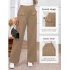 imageBTFBM Womens Pants 2025 Fall Elastic High Waisted Trousers Stretchy Comfy Lounge Palazzo Pant Wide Leg SweatpantsKhaki