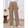imageBTFBM Womens Pants 2025 Fall Elastic High Waisted Trousers Stretchy Comfy Lounge Palazzo Pant Wide Leg SweatpantsKhaki