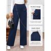 imageBTFBM Womens Pants 2025 Fall Elastic High Waisted Trousers Stretchy Comfy Lounge Palazzo Pant Wide Leg SweatpantsNavy Blue