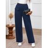 imageBTFBM Womens Pants 2025 Fall Elastic High Waisted Trousers Stretchy Comfy Lounge Palazzo Pant Wide Leg SweatpantsNavy Blue