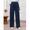 imageBTFBM Womens Pants 2025 Fall Elastic High Waisted Trousers Stretchy Comfy Lounge Palazzo Pant Wide Leg SweatpantsNavy Blue