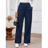 imageBTFBM Womens Pants 2025 Fall Elastic High Waisted Trousers Stretchy Comfy Lounge Palazzo Pant Wide Leg SweatpantsNavy Blue
