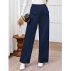 imageBTFBM Womens Pants 2025 Fall Elastic High Waisted Trousers Stretchy Comfy Lounge Palazzo Pant Wide Leg SweatpantsNavy Blue