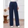 imageBTFBM Womens Pants 2025 Fall Elastic High Waisted Trousers Stretchy Comfy Lounge Palazzo Pant Wide Leg SweatpantsNavy Blue