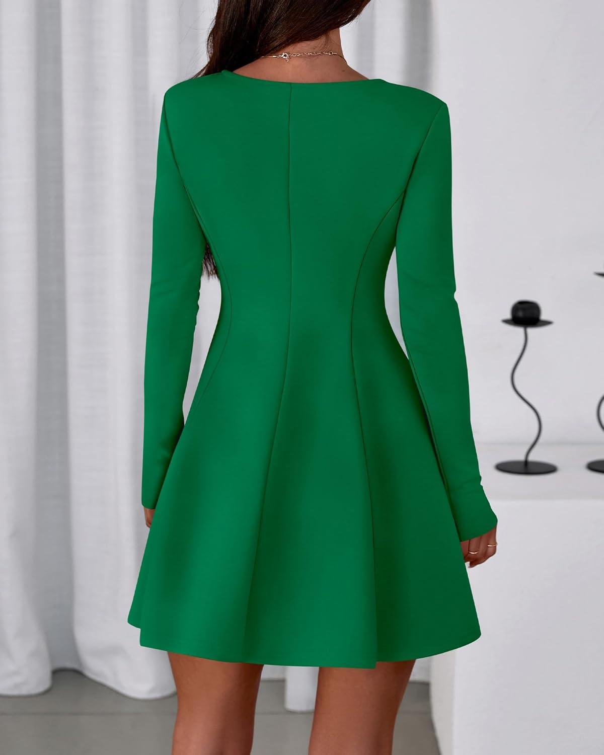 imageBTFBM Fall Dresses for Women 2025 Elegant Classy Flowy A Line Long Sleeve Business Homecoming Cocktail Sweater DressGreen