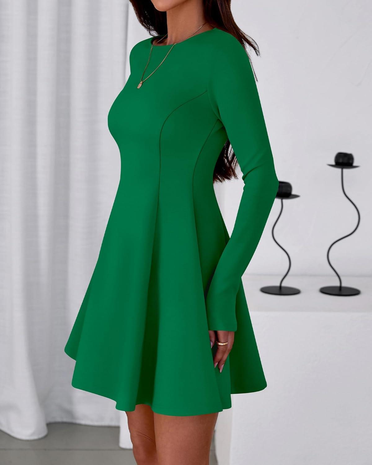 imageBTFBM Fall Dresses for Women 2025 Elegant Classy Flowy A Line Long Sleeve Business Homecoming Cocktail Sweater DressGreen