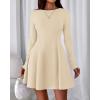 imageBTFBM Fall Dresses for Women 2025 Elegant Classy Flowy A Line Long Sleeve Business Homecoming Cocktail Sweater DressApricot