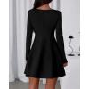 imageBTFBM Fall Dresses for Women 2025 Elegant Classy Flowy A Line Long Sleeve Business Homecoming Cocktail Sweater DressBlack