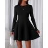 imageBTFBM Fall Dresses for Women 2025 Elegant Classy Flowy A Line Long Sleeve Business Homecoming Cocktail Sweater DressBlack