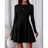 imageBTFBM Fall Dresses for Women 2025 Elegant Classy Flowy A Line Long Sleeve Business Homecoming Cocktail Sweater DressBlack