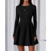 imageBTFBM Fall Dresses for Women 2025 Elegant Classy Flowy A Line Long Sleeve Business Homecoming Cocktail Sweater DressBlack