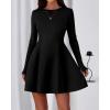imageBTFBM Fall Dresses for Women 2025 Elegant Classy Flowy A Line Long Sleeve Business Homecoming Cocktail Sweater DressBlack