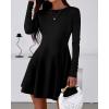 imageBTFBM Fall Dresses for Women 2025 Elegant Classy Flowy A Line Long Sleeve Business Homecoming Cocktail Sweater DressBlack