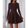 imageBTFBM Fall Dresses for Women 2025 Elegant Classy Flowy A Line Long Sleeve Business Homecoming Cocktail Sweater DressBrown