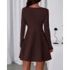 imageBTFBM Fall Dresses for Women 2025 Elegant Classy Flowy A Line Long Sleeve Business Homecoming Cocktail Sweater DressBrown