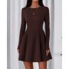 imageBTFBM Fall Dresses for Women 2025 Elegant Classy Flowy A Line Long Sleeve Business Homecoming Cocktail Sweater DressBrown