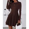 imageBTFBM Fall Dresses for Women 2025 Elegant Classy Flowy A Line Long Sleeve Business Homecoming Cocktail Sweater DressBrown