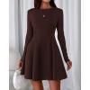 imageBTFBM Fall Dresses for Women 2025 Elegant Classy Flowy A Line Long Sleeve Business Homecoming Cocktail Sweater DressBrown