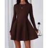 imageBTFBM Fall Dresses for Women 2025 Elegant Classy Flowy A Line Long Sleeve Business Homecoming Cocktail Sweater DressBrown