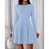 imageBTFBM Fall Dresses for Women 2025 Elegant Classy Flowy A Line Long Sleeve Business Homecoming Cocktail Sweater DressLight Blue