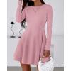 imageBTFBM Fall Dresses for Women 2025 Elegant Classy Flowy A Line Long Sleeve Business Homecoming Cocktail Sweater DressPink